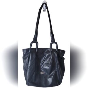 Rialto Women's Vintage Black Leather Shoulder Bag